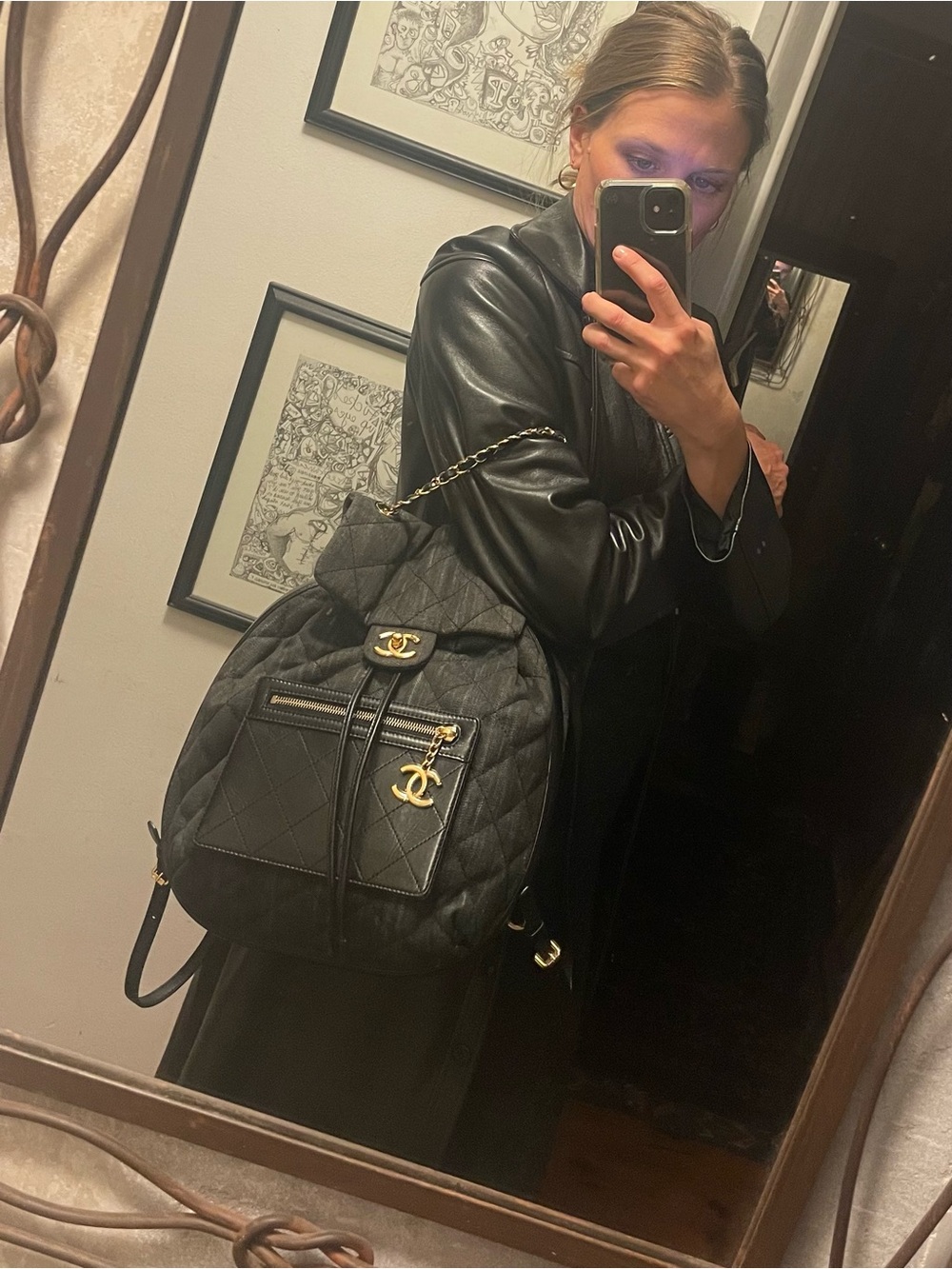 Chanel Washed Denim Calfskin Quilted Backpack 2016
